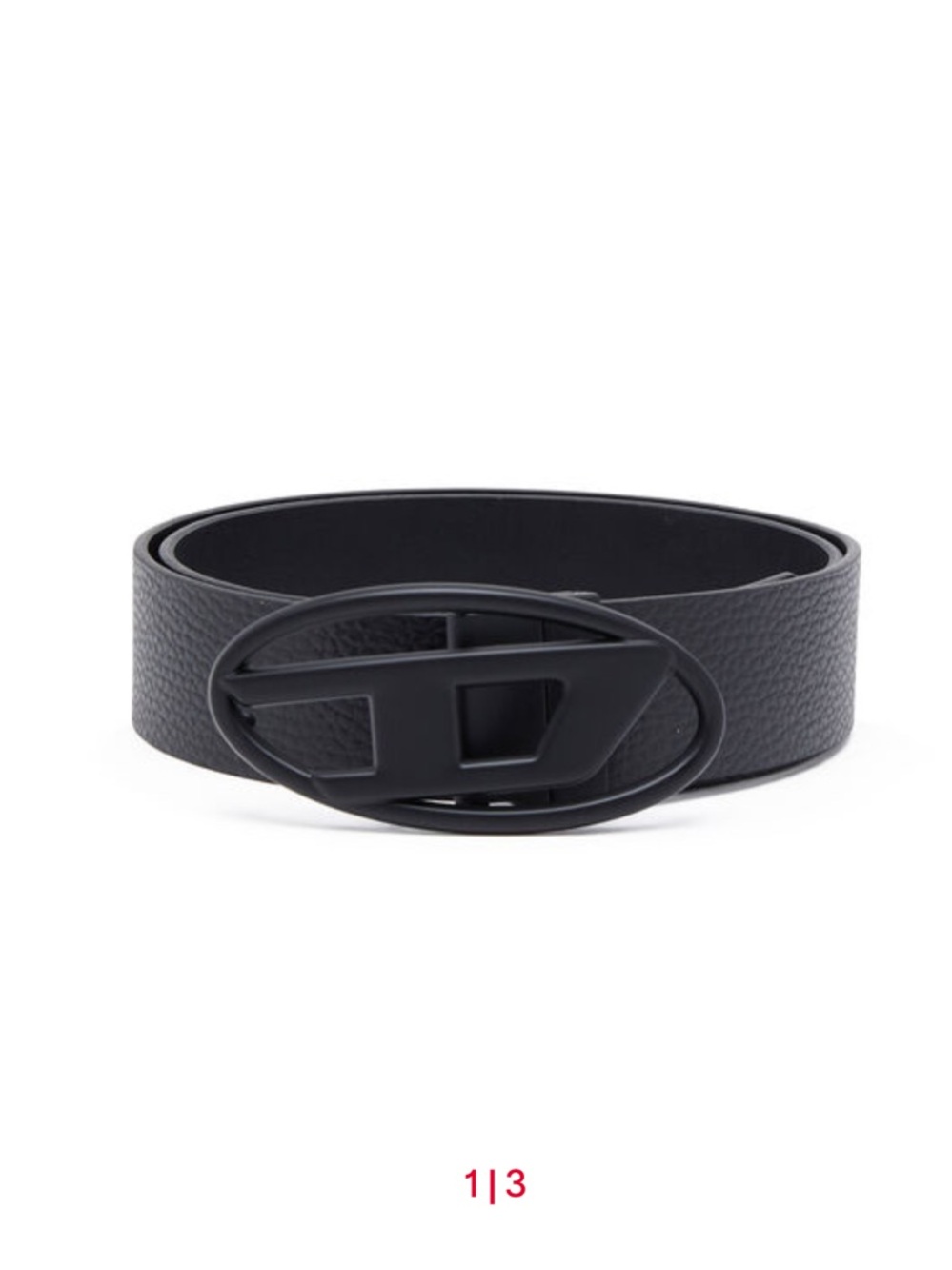 Diesel 3.9cm Black Reversible Leather Belt with Matte Black Oval Logo Buckle